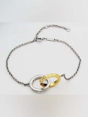 Interlocking Two-Tone double ring  Bracelet